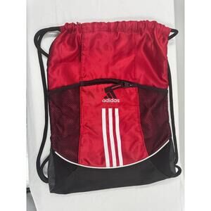 Adidas Red Black Drawstring Bag With Mesh‎ And Zipper Pockets